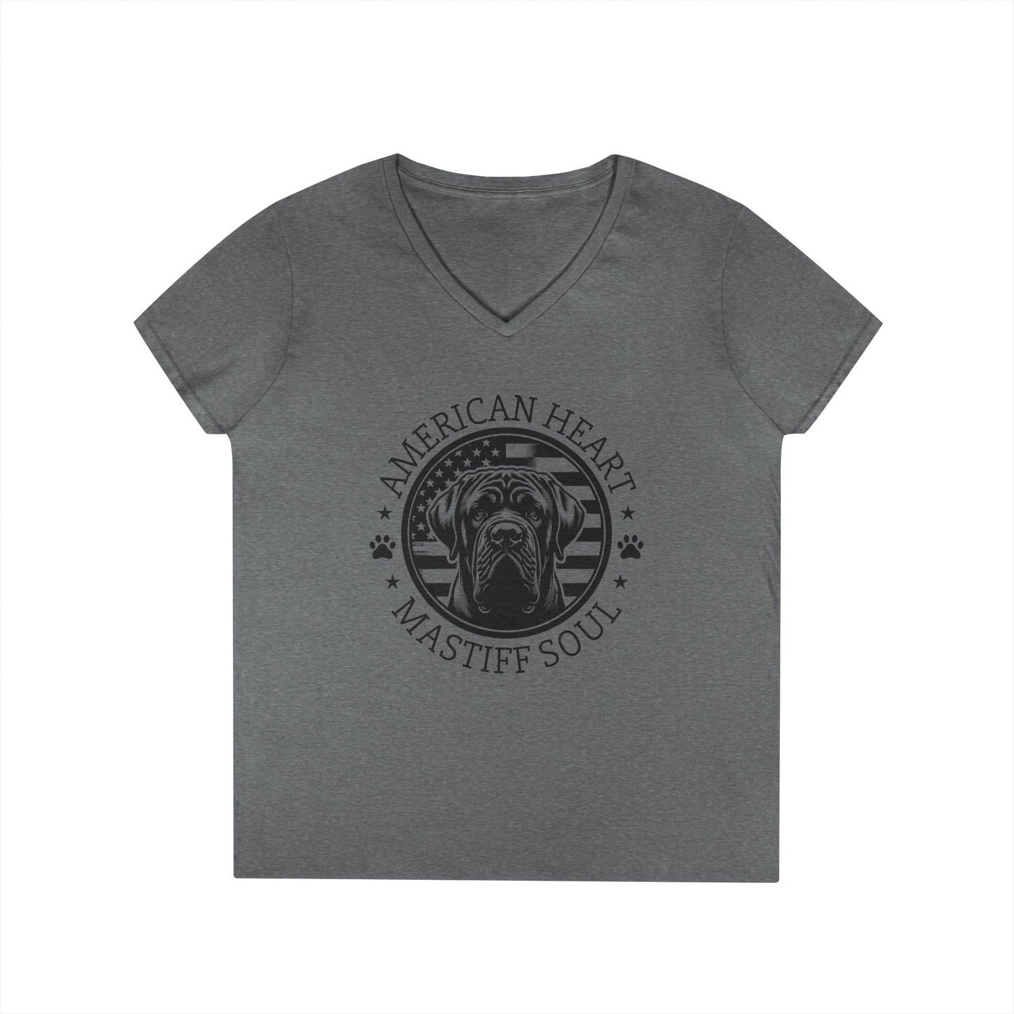 American Heart Mastiff Soul V-Neck T-Shirt