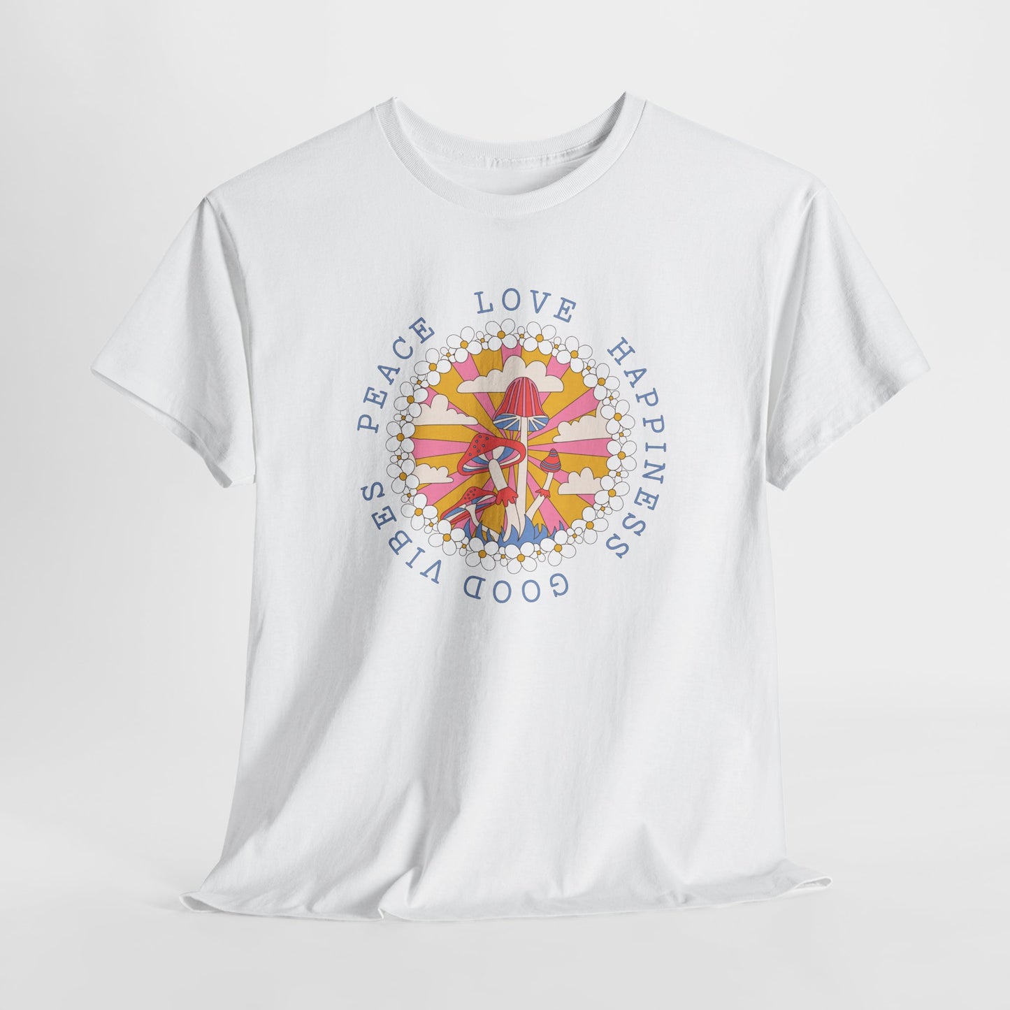 Peace Love Mushroom T-Shirt - Good Vibes Design