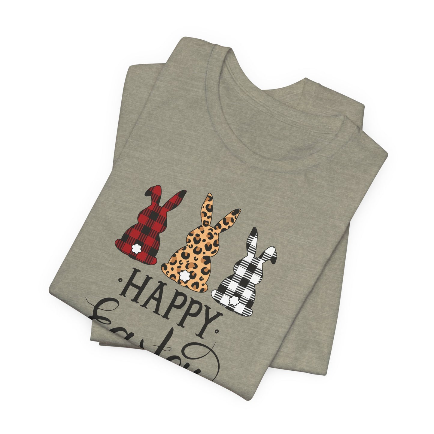 Happy Easter Textile Bunnies T-Shirt - Spring Graphic Tee