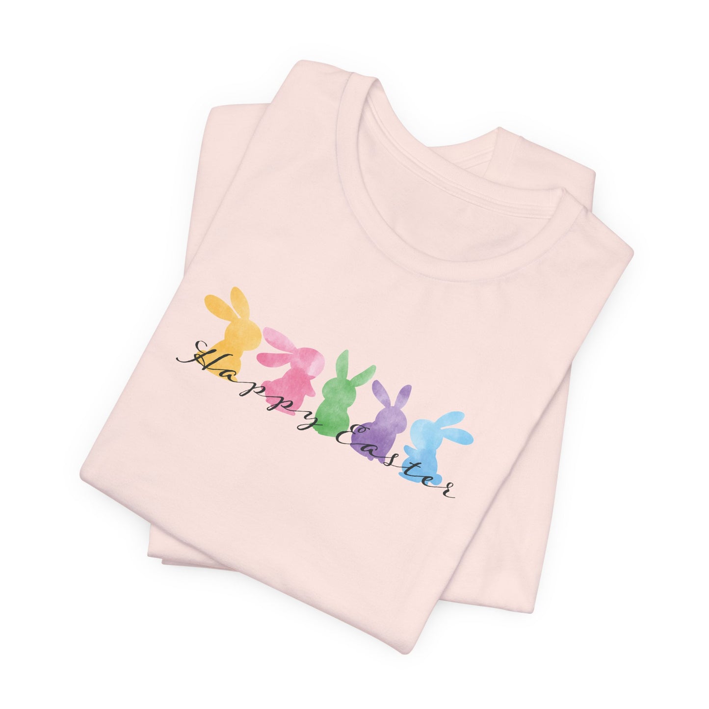 Happy Easter Pastel Bunnies T-Shirt - Cute Spring Graphic Tee