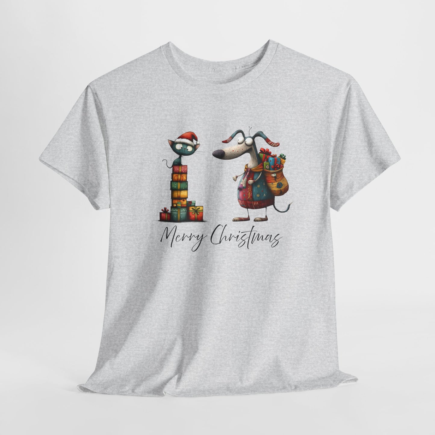 Merry Christmas Cat Dog T-Shirt - Festive Tee