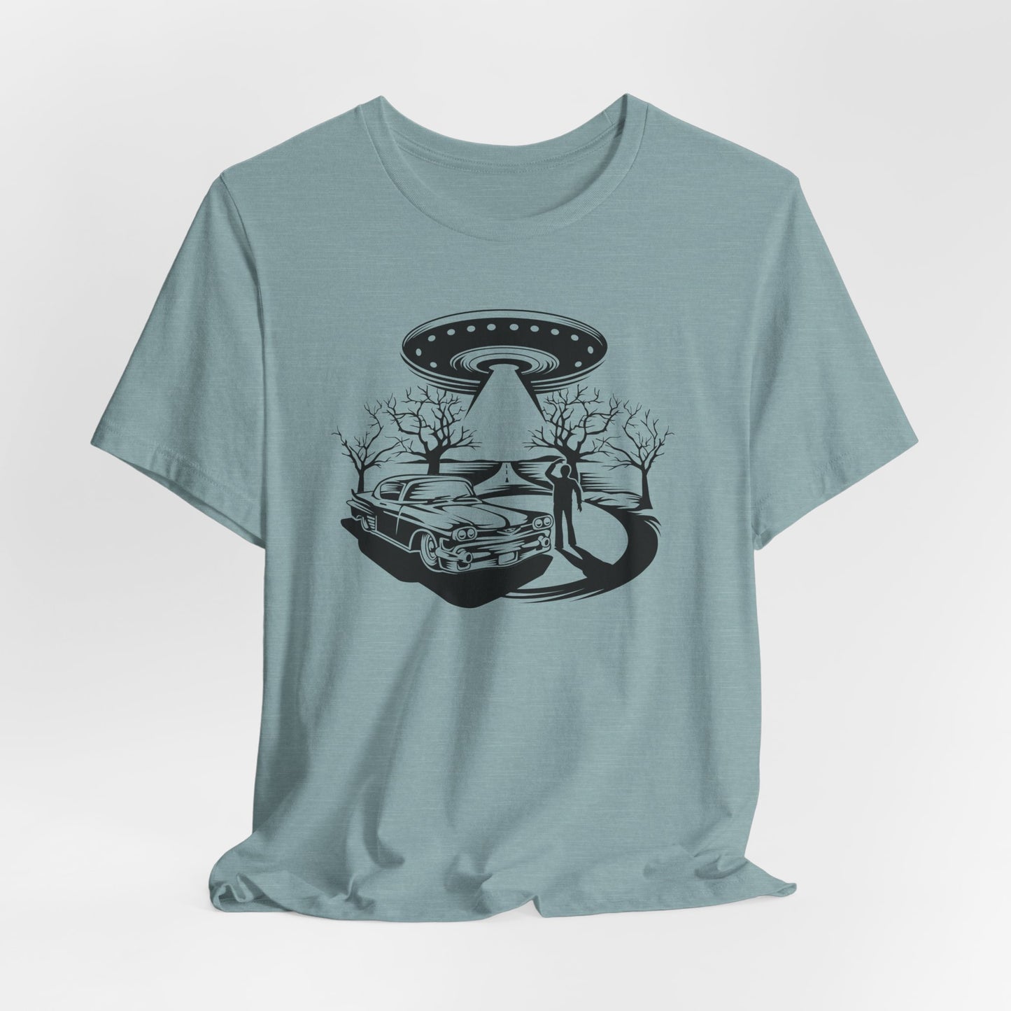 UFO Road Encounter T-Shirt - Spaceship Witness Design