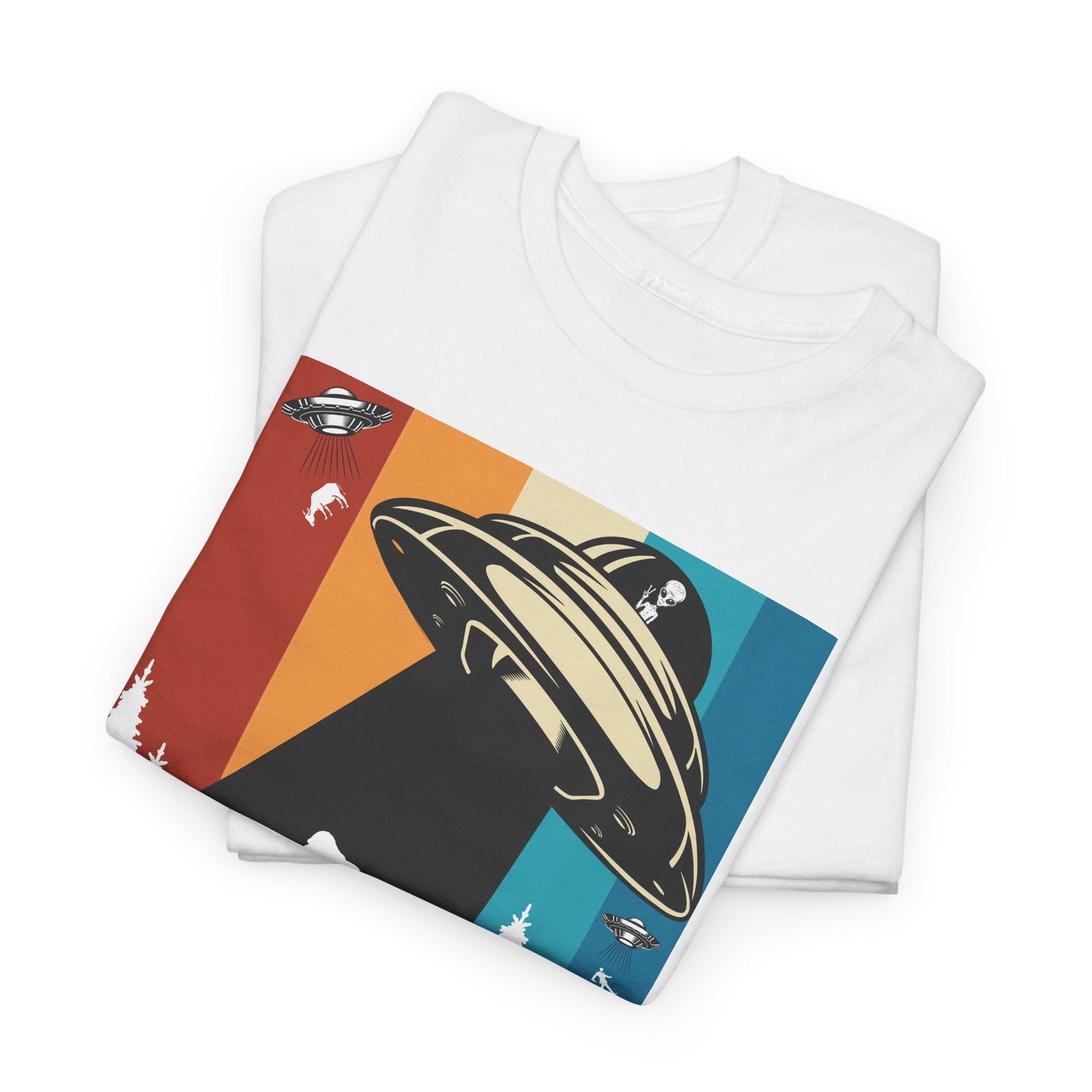 UFO Bigfoot Abduction T-Shirt - Forest Alien Grab Design