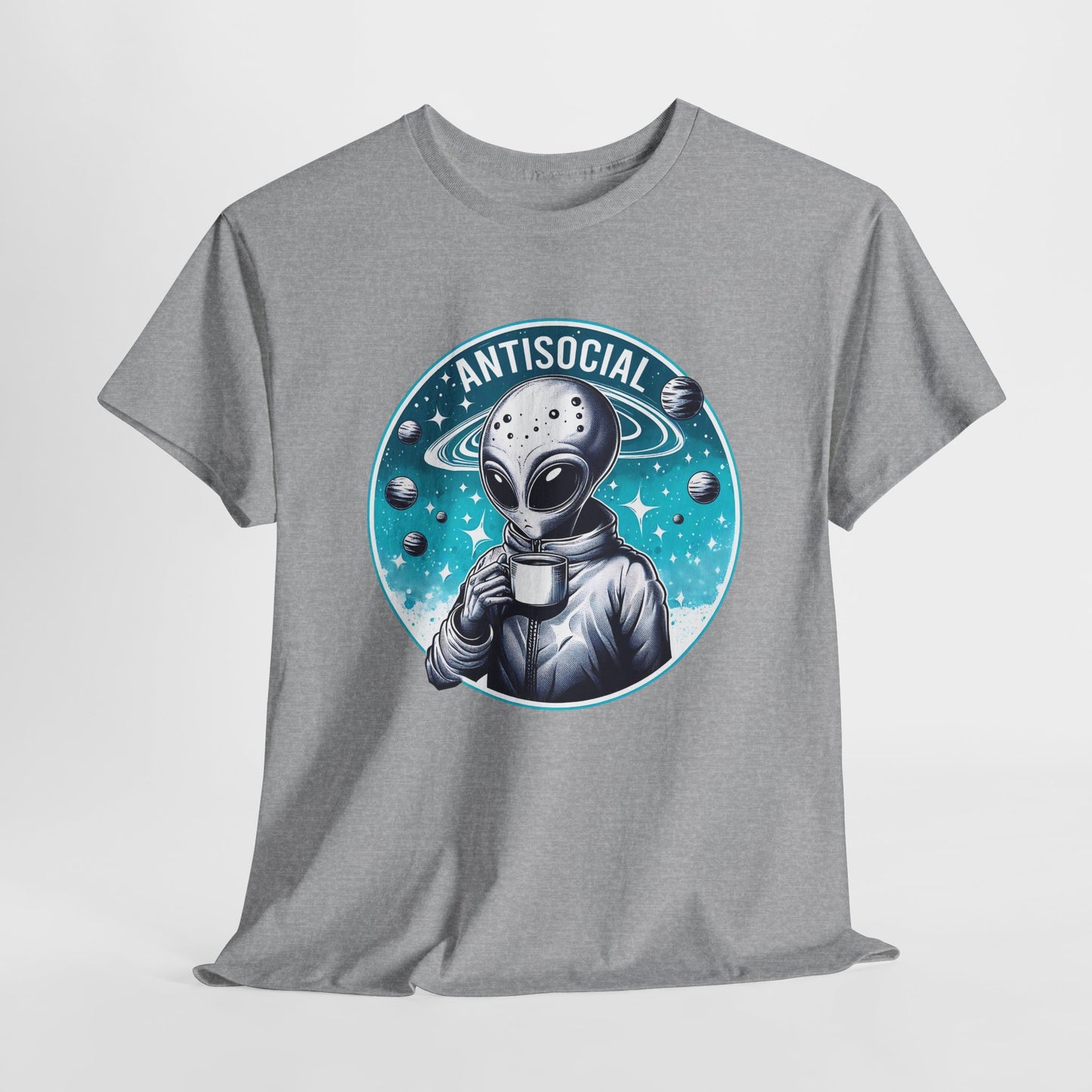 Antisocial Alien T-Shirt - Coffee Drinker Graphic