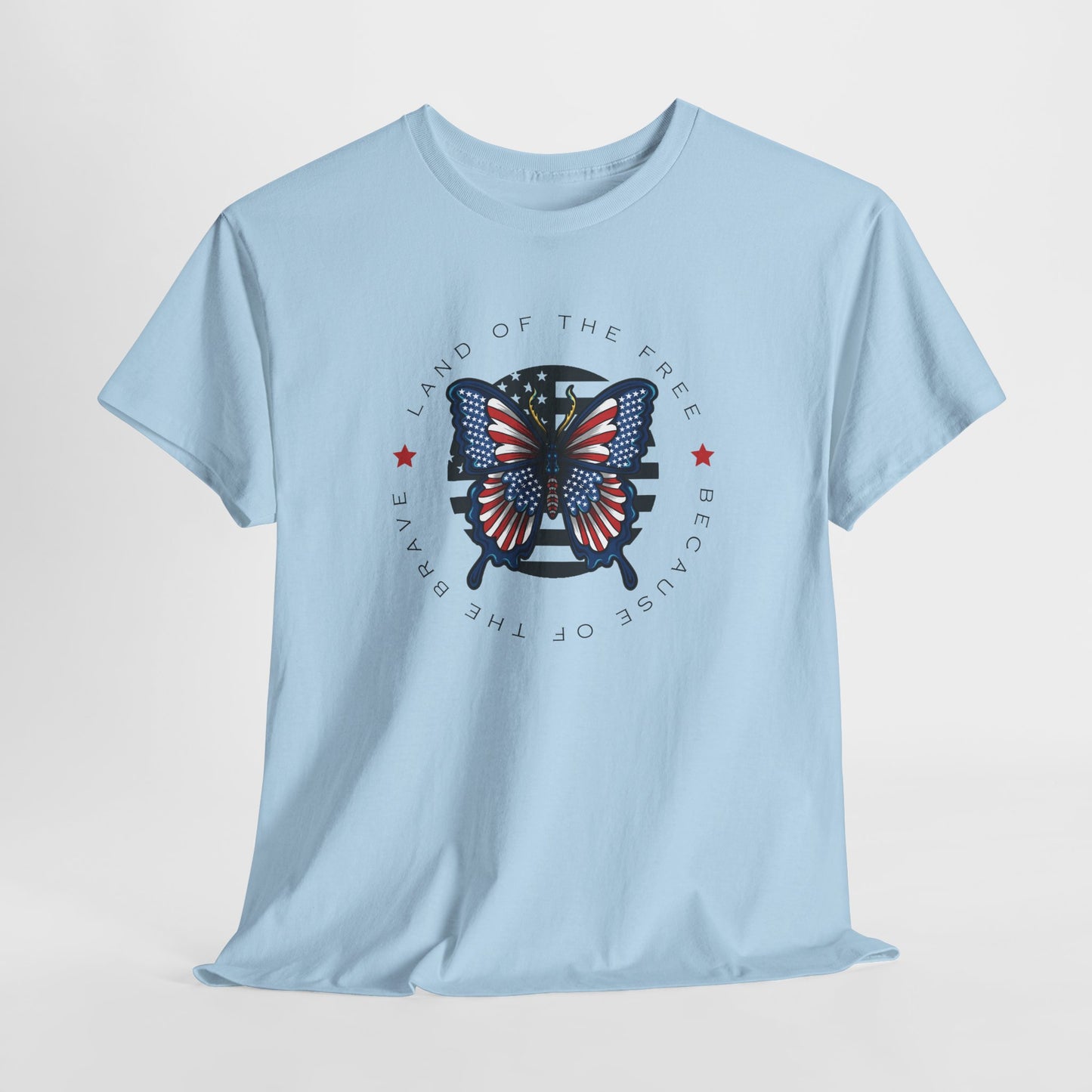 Land Of The Free Patriotic Butterfly T-Shirt