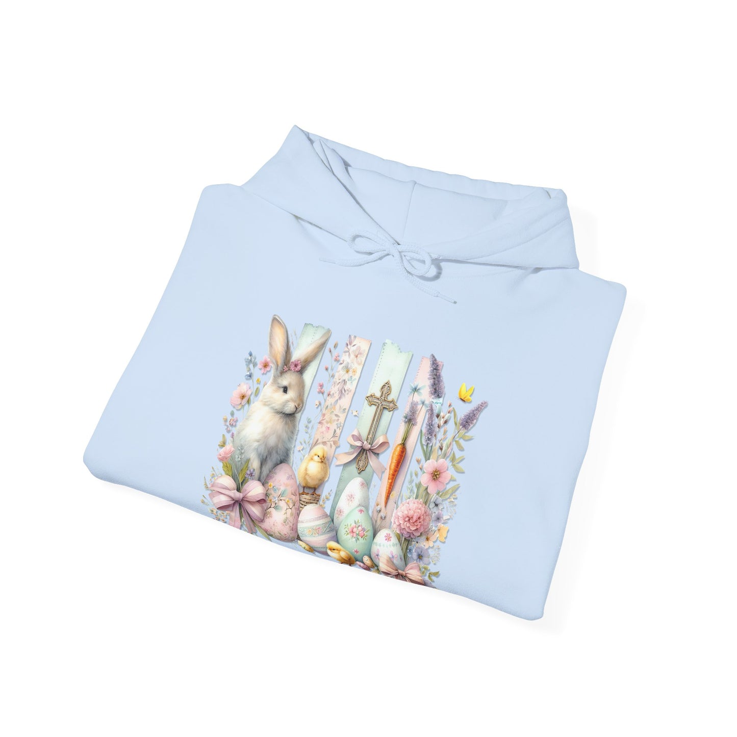 Easter Bunny Floral Collage Hoodie - Festive Spring Graphic Sweatshirt