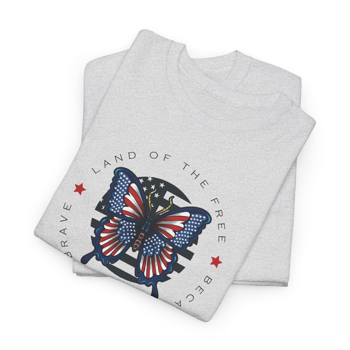 Land Of The Free Patriotic Butterfly T-Shirt