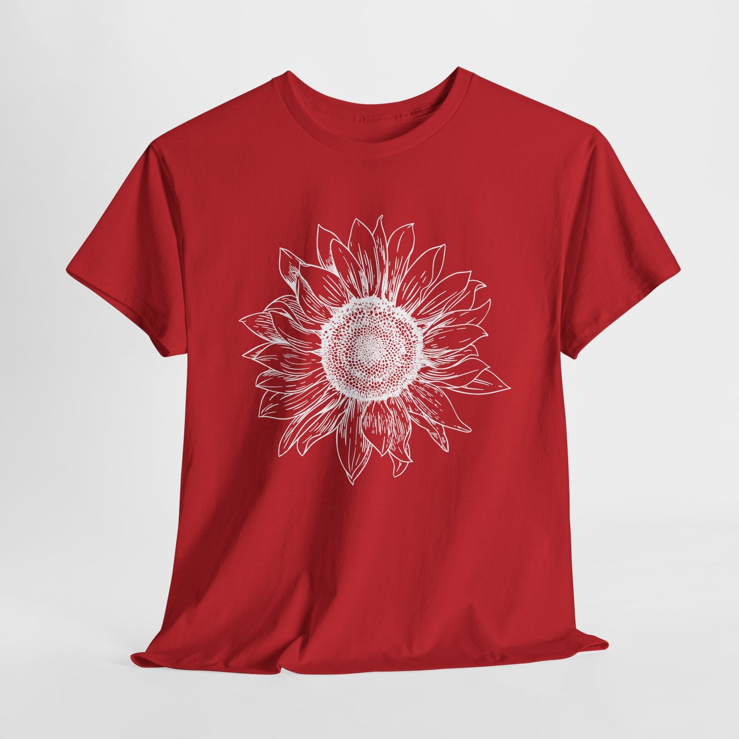Sunflower Line Art T-Shirt - Minimal Design