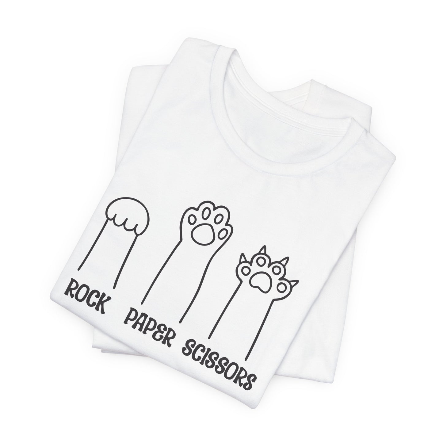 Rock Paper Scissors Cat T-Shirt - Funny Paw Tee