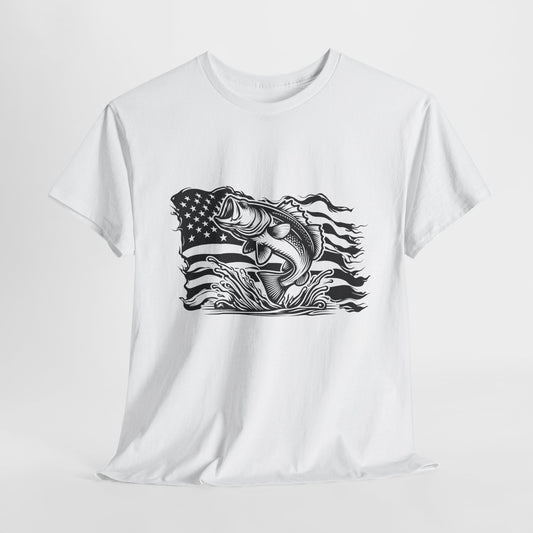 American Flag Bass T-Shirt - Patriotic Graphic Tee