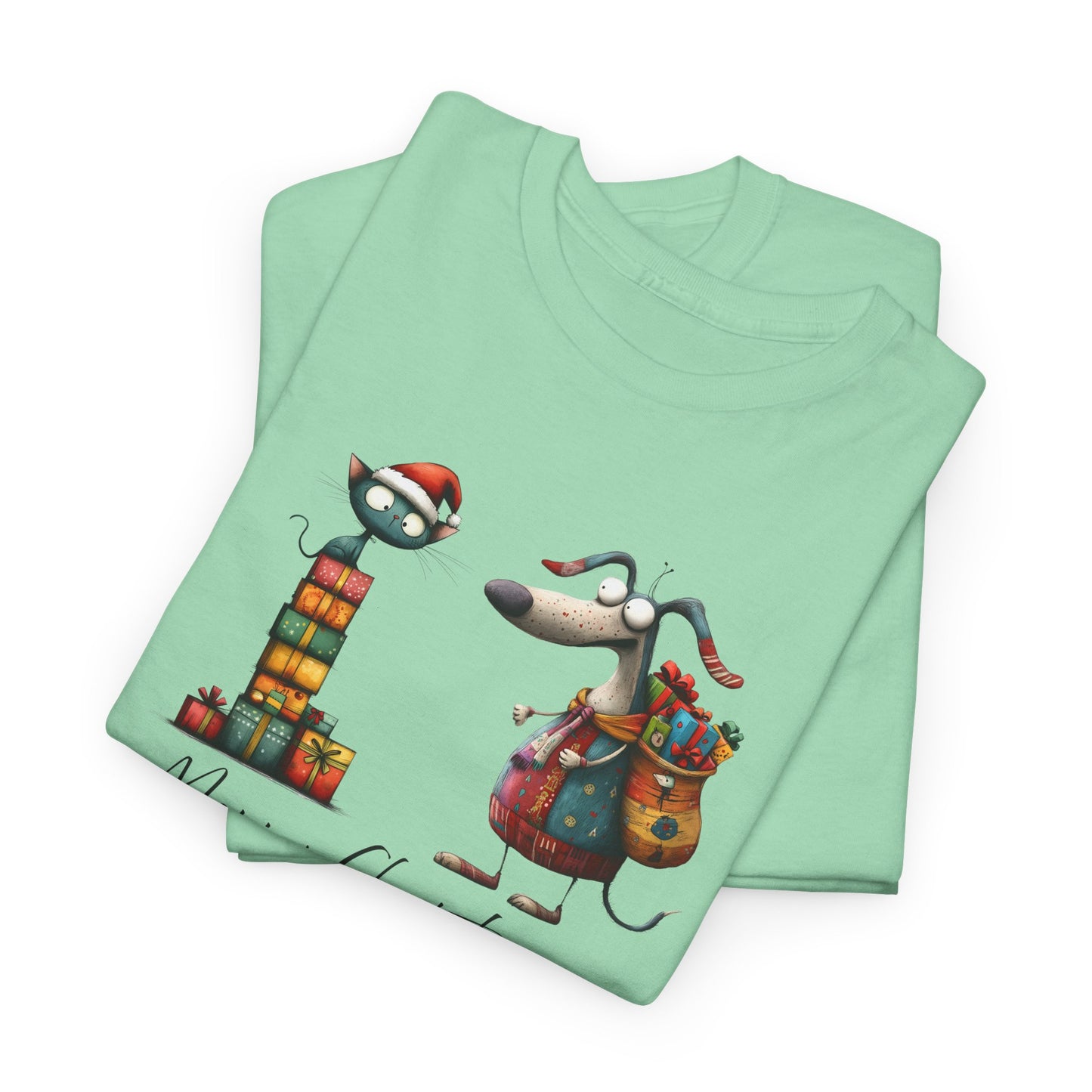 Merry Christmas Cat Dog T-Shirt - Festive Tee