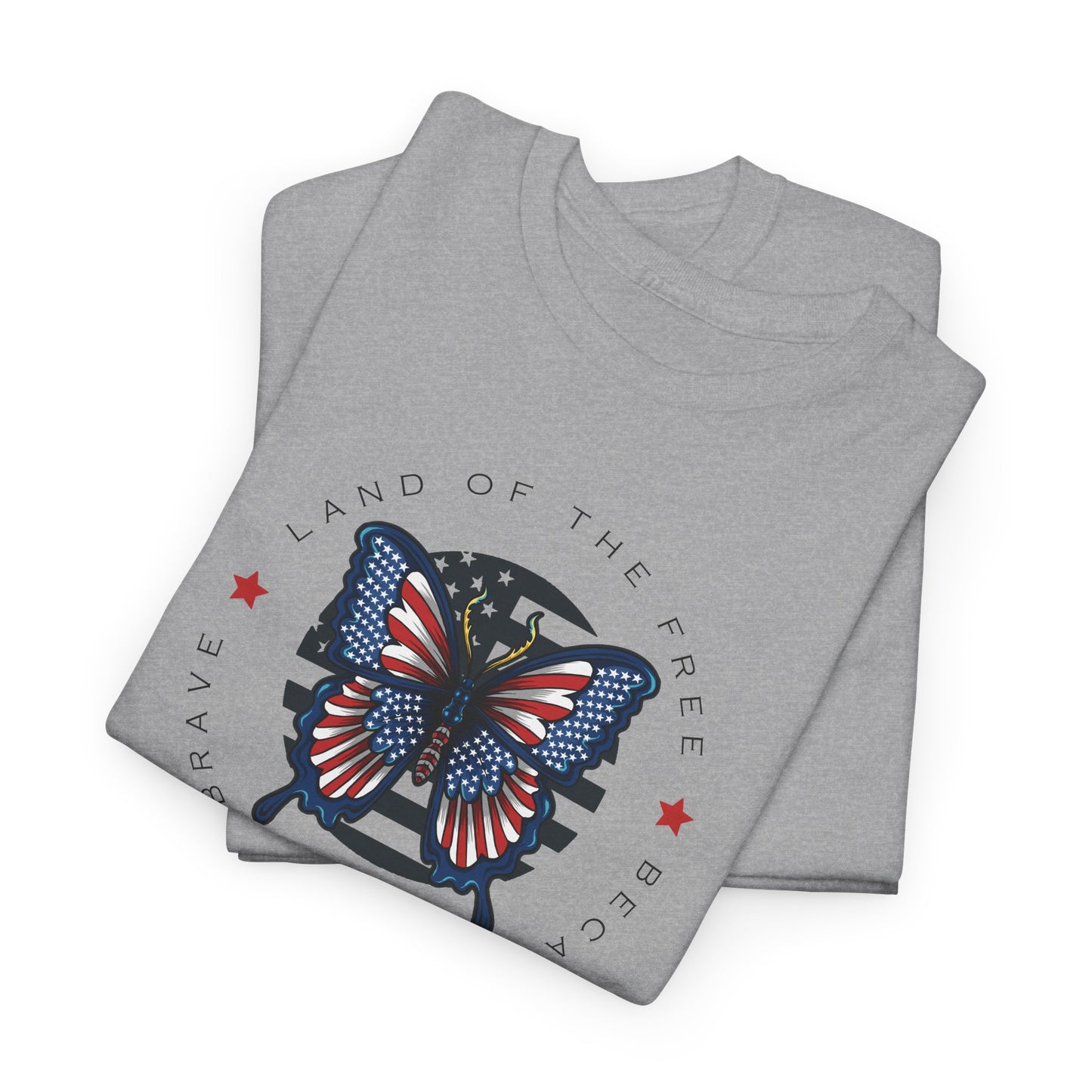 Land Of The Free Patriotic Butterfly T-Shirt