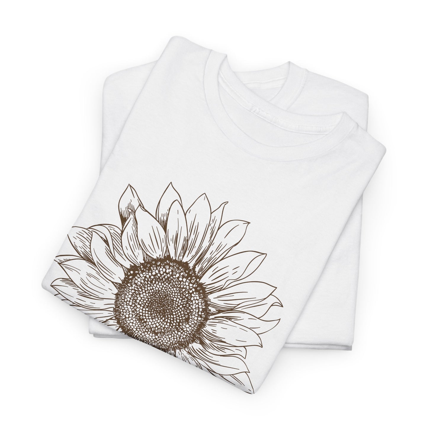 Sunflower Line Art T-Shirt - Minimal Design
