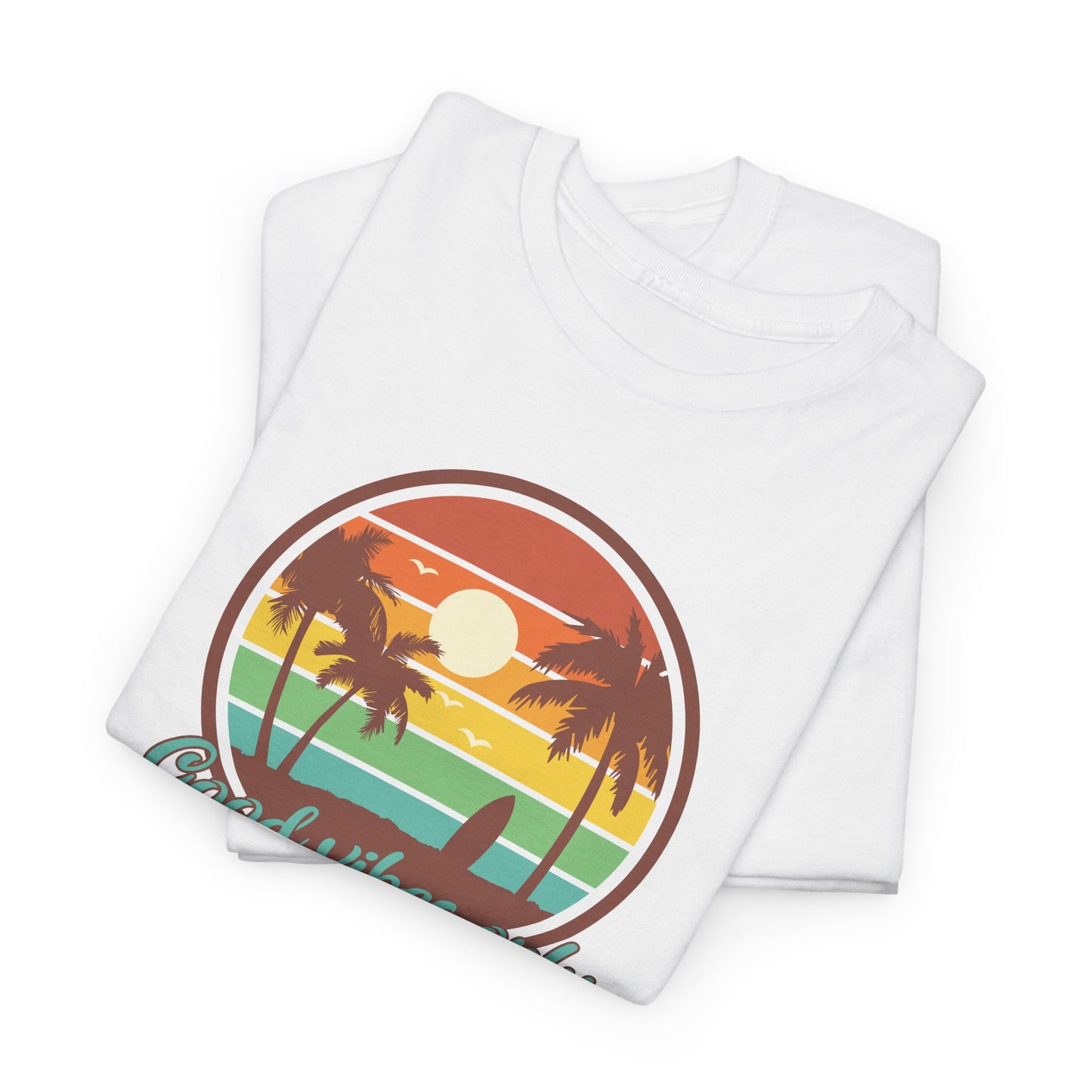 Good Vibes Only Tropical Sunset T-Shirt - Beach Tee