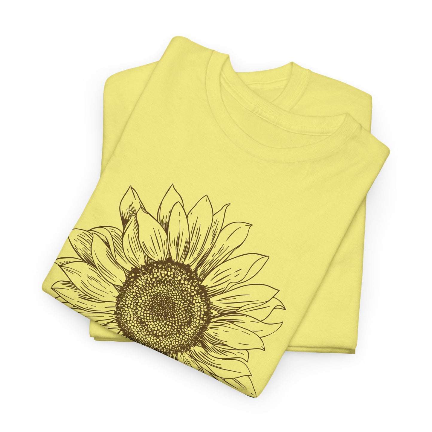 Sunflower Line Art T-Shirt - Minimal Design
