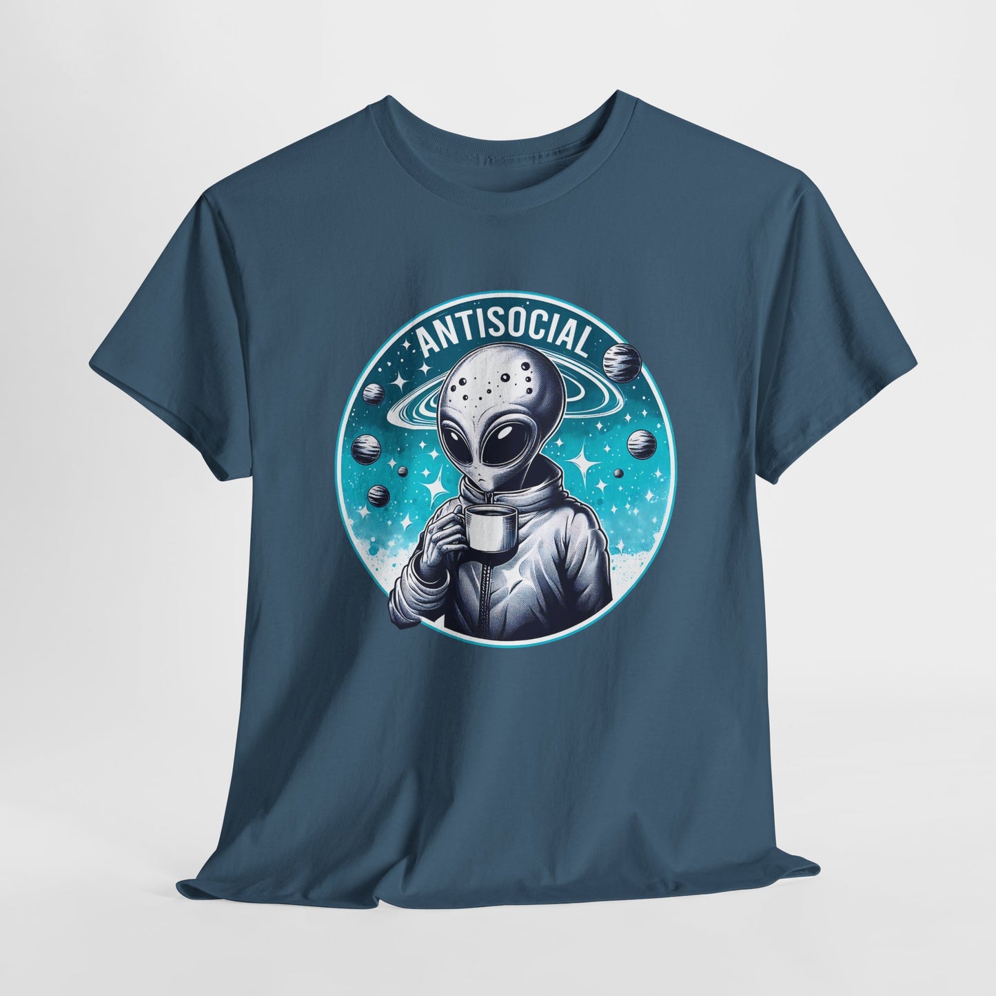 Antisocial Alien T-Shirt - Coffee Drinker Graphic