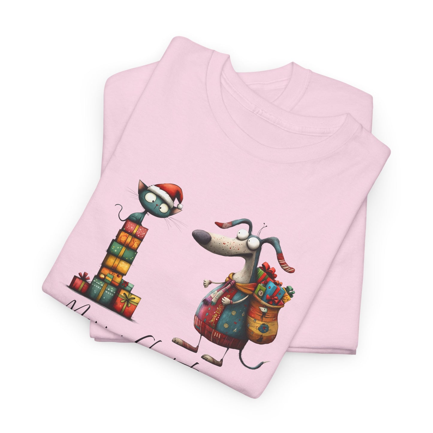 Merry Christmas Cat Dog T-Shirt - Festive Tee