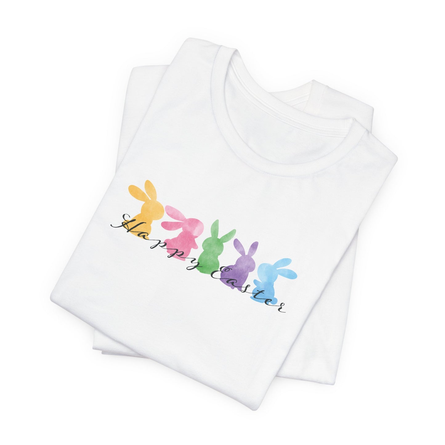 Happy Easter Pastel Bunnies T-Shirt - Cute Spring Graphic Tee