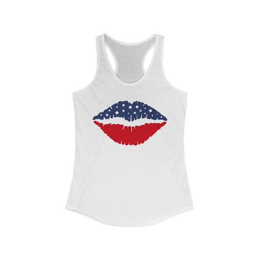 Patriotic Lips Tank Top - Red White Blue Graphic