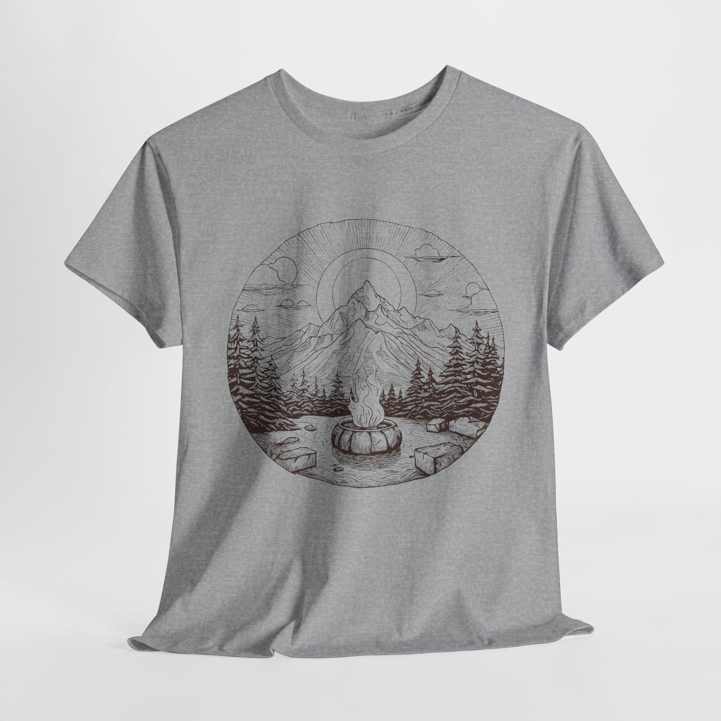 Campfire Mountain Scene T-Shirt