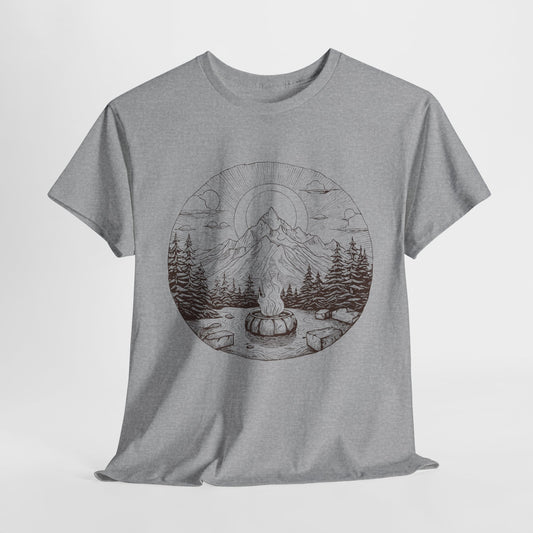 Campfire Mountain Scene T-Shirt