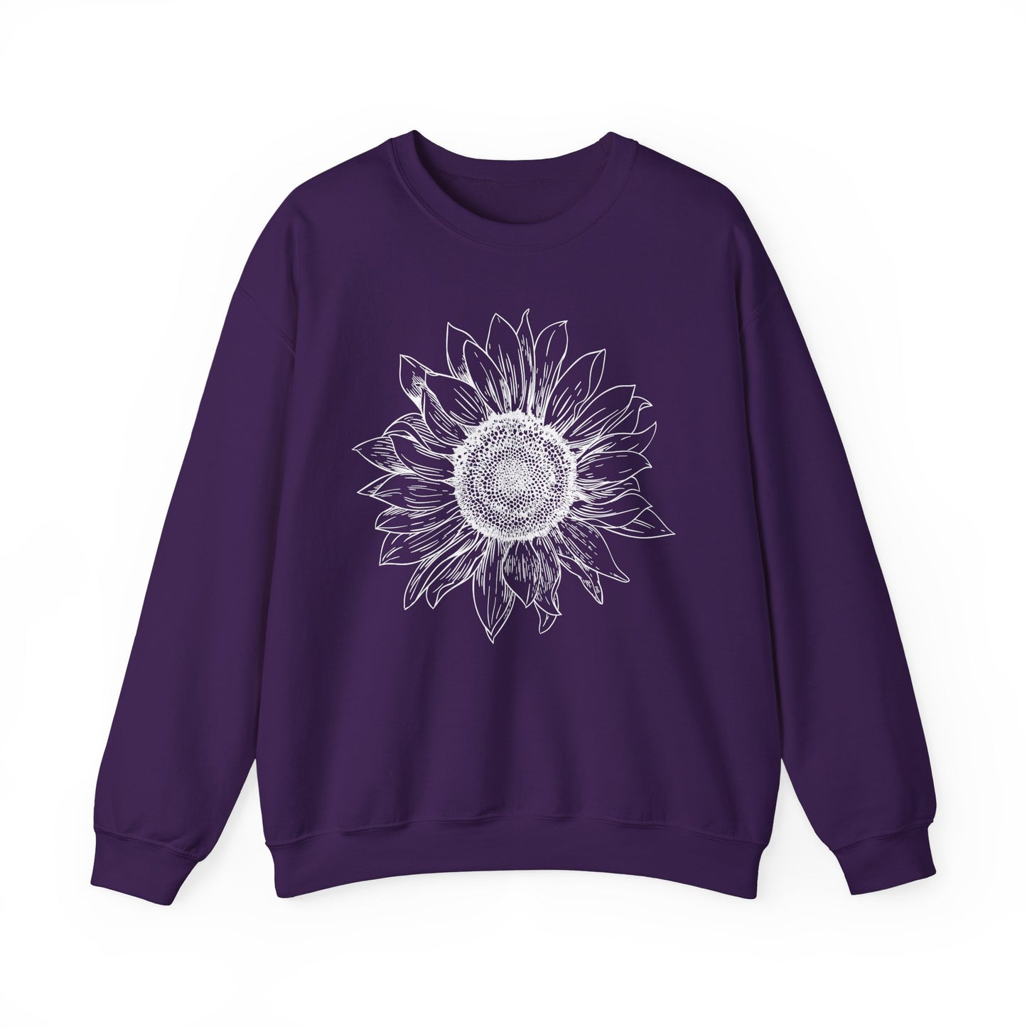 Sunflower Line-Art Sweatshirt - Cozy Floral Apparel