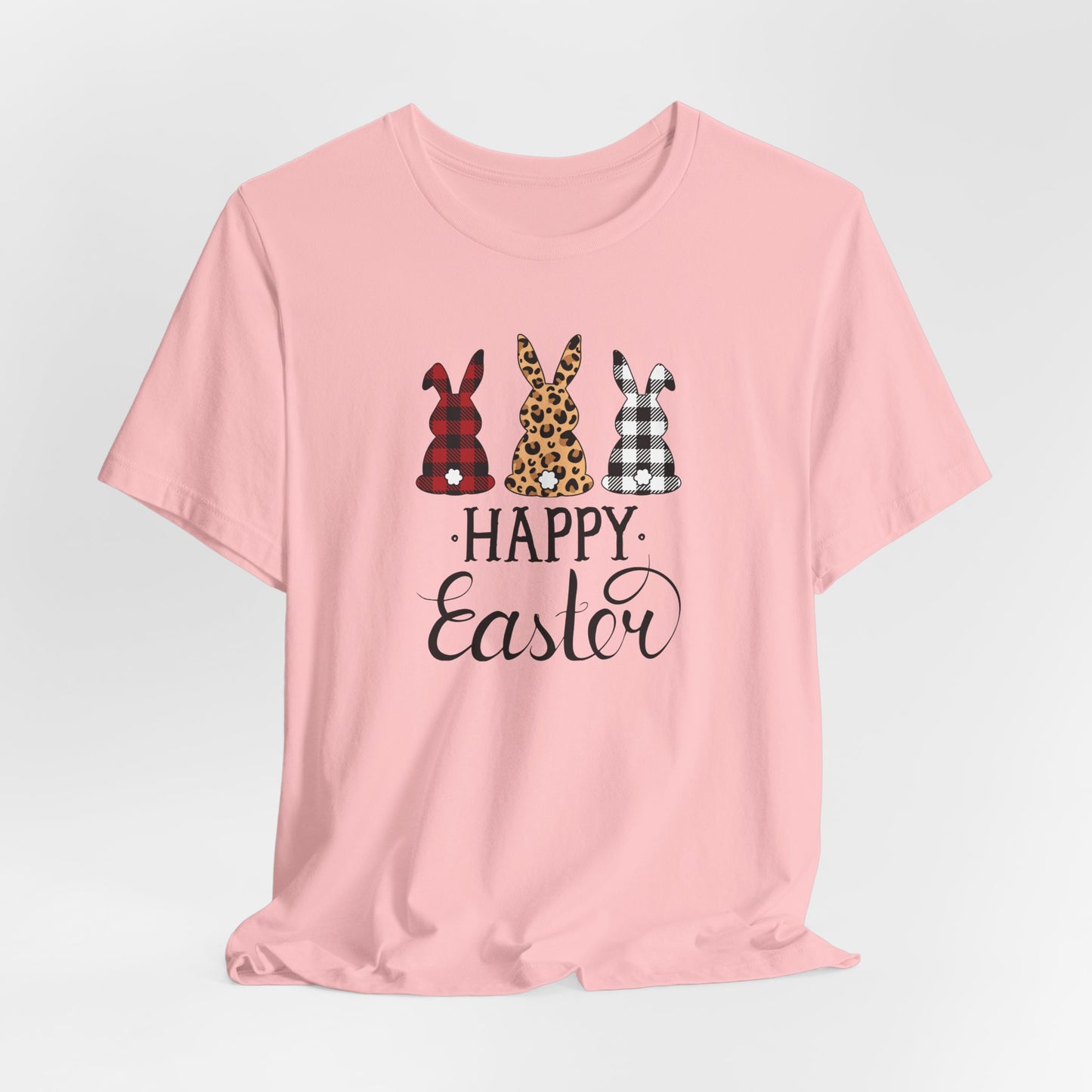 Happy Easter Textile Bunnies T-Shirt - Spring Graphic Tee