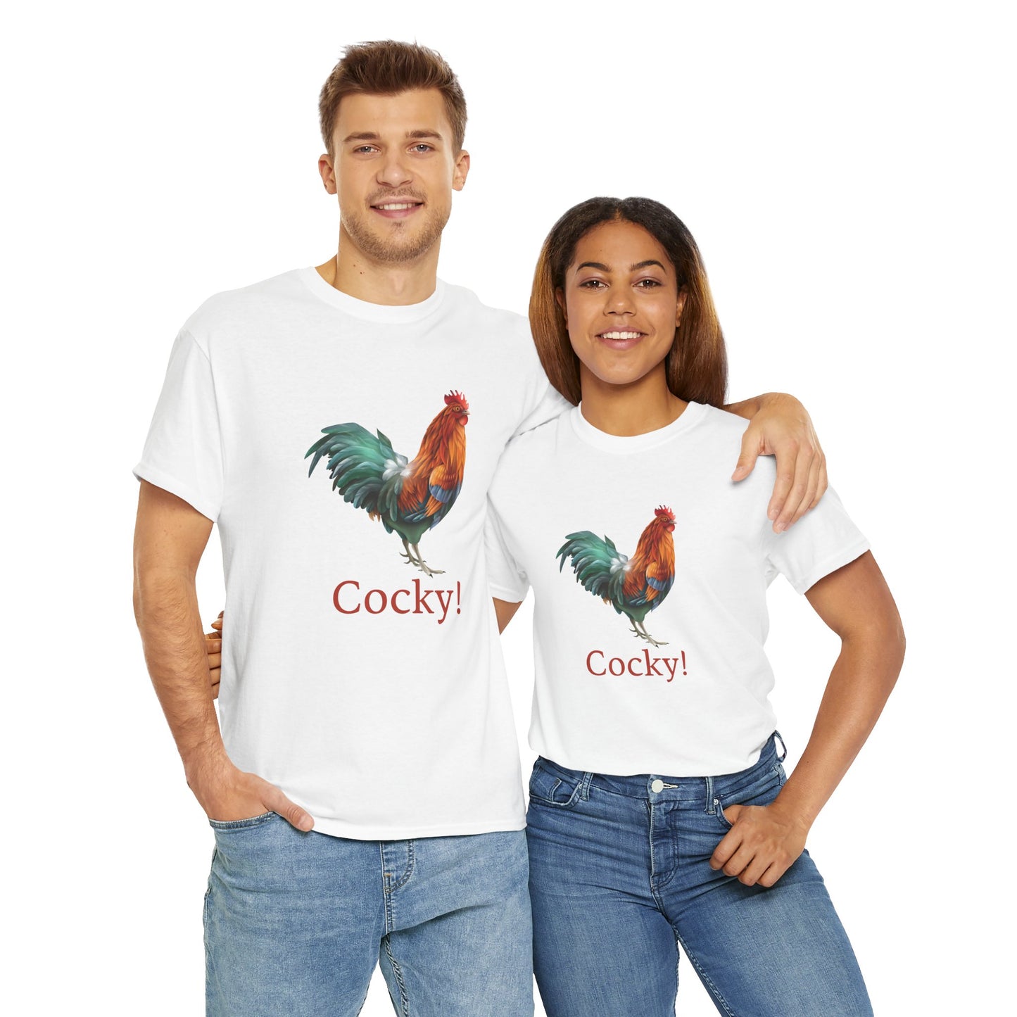 Cocky Rooster T-Shirt - Bold Pun Tee