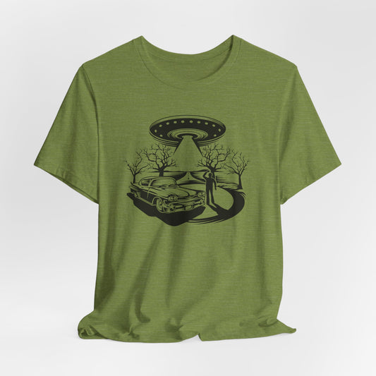 UFO Road Encounter T-Shirt - Spaceship Witness Design