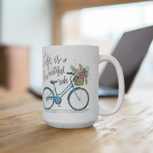 Bicycle Coffee Mug Life Is A Beautiful Ride Hot Tea Cup Gift