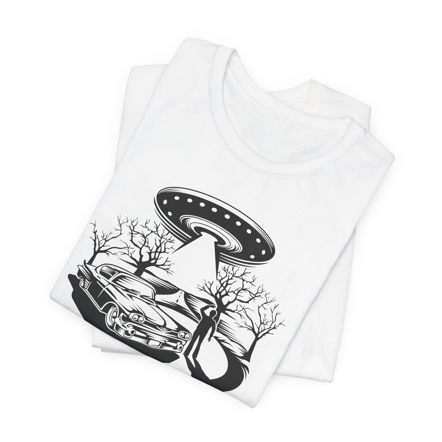UFO Road Encounter T-Shirt - Spaceship Witness Design