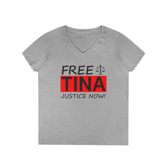 Free Tina V-Neck T-Shirt - Justice Now Tee