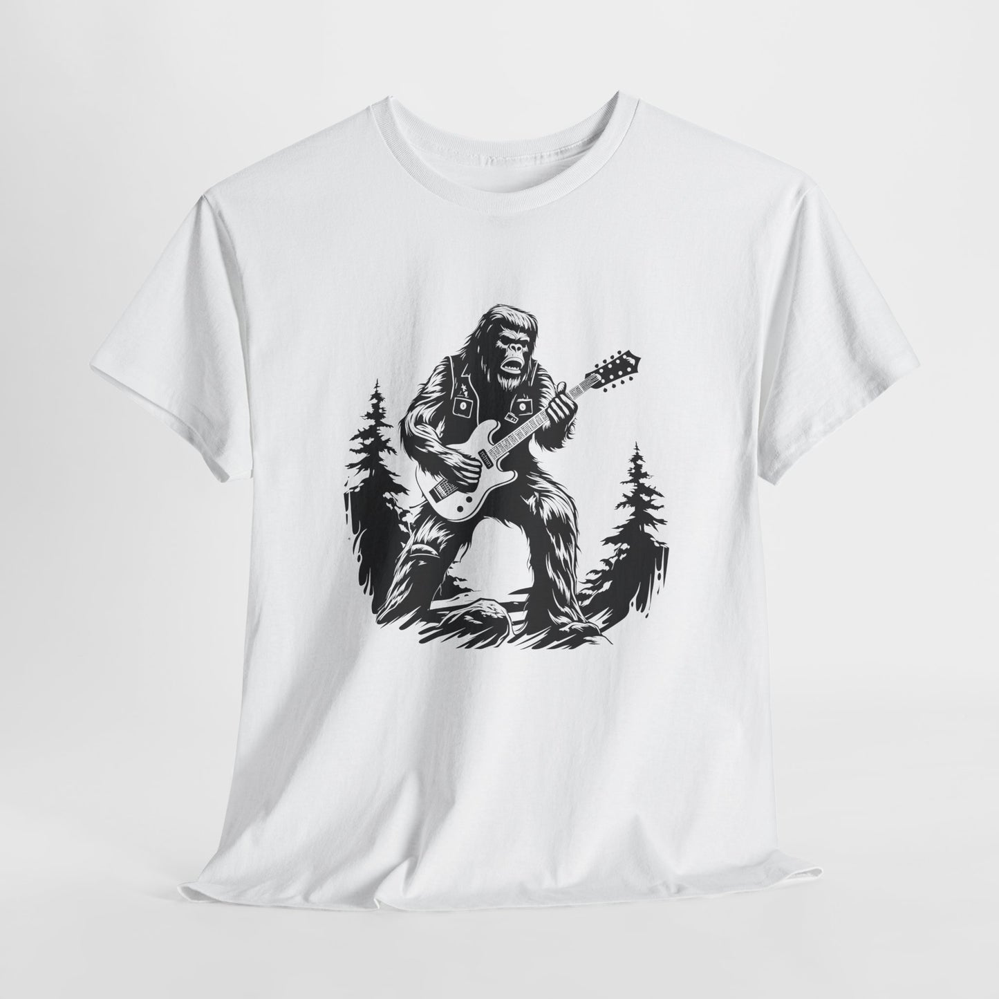 Bigfoot Guitar T-Shirt - Sasquatch Rocker Design