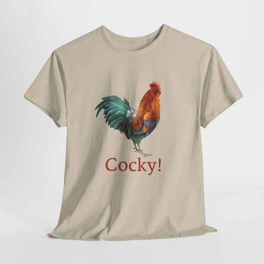 Cocky Rooster T-Shirt - Bold Pun Tee