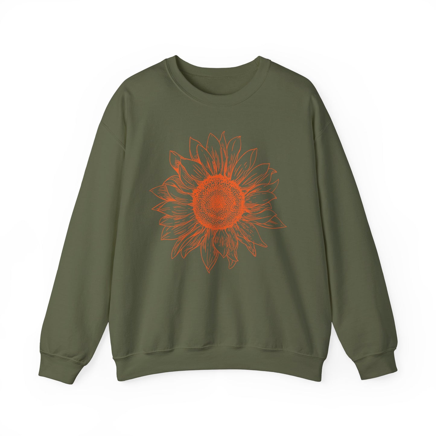 Sunflower Line-Art Sweatshirt - Cozy Floral Apparel