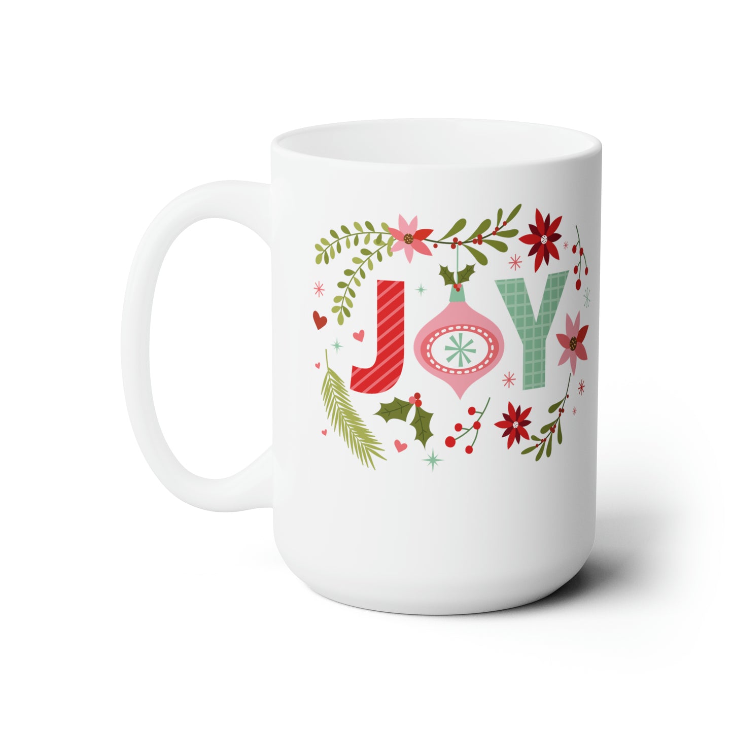 Joy Wreath Coffee Hot Tea Cocoa Christmas Mug