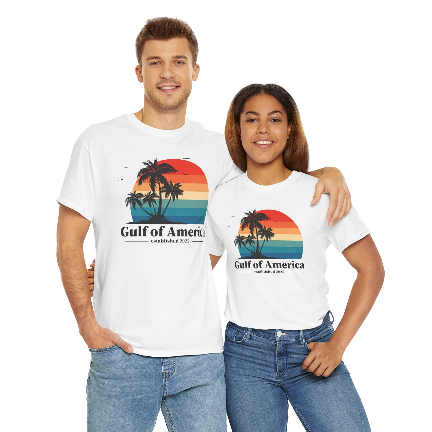 Gulf of America 2025 Sunset T-Shirt - Retro Beach Vibes