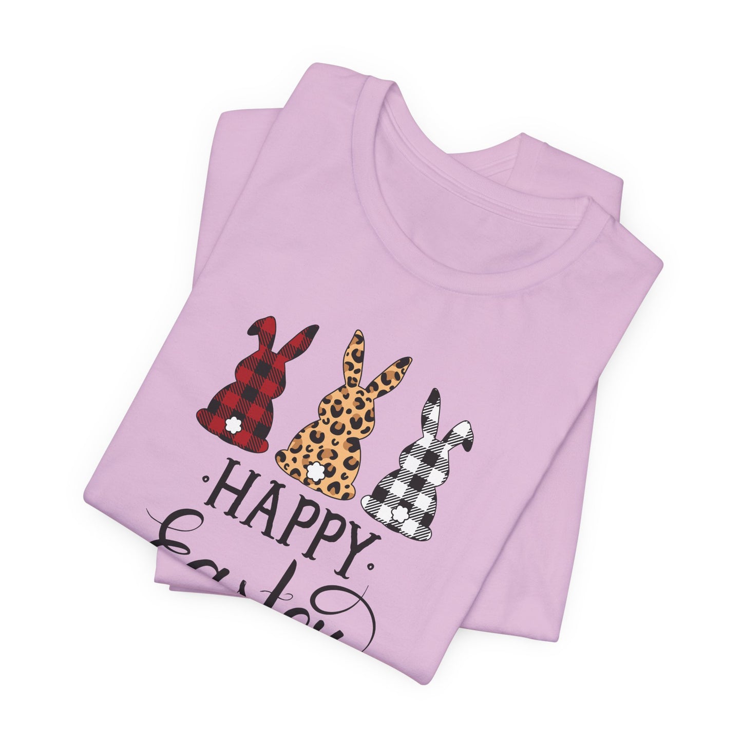 Happy Easter Textile Bunnies T-Shirt - Spring Graphic Tee