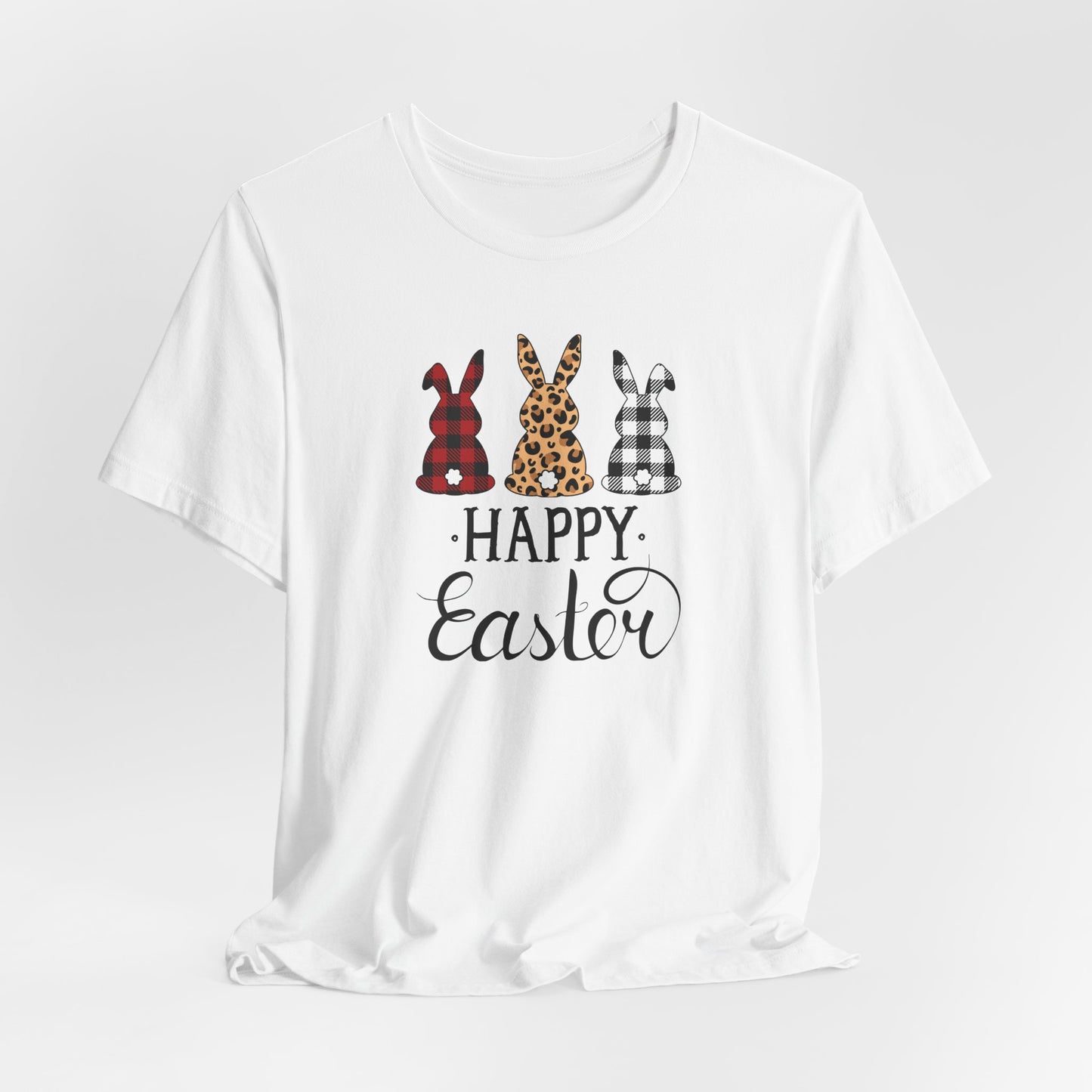 Happy Easter Textile Bunnies T-Shirt - Spring Graphic Tee