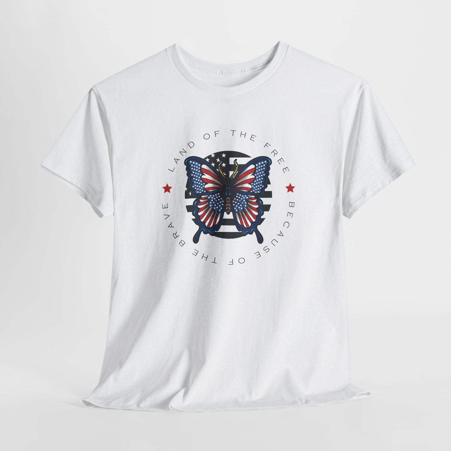 Land Of The Free Patriotic Butterfly T-Shirt
