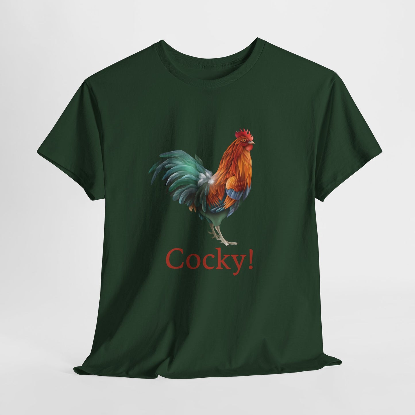 Cocky Rooster T-Shirt - Bold Pun Tee