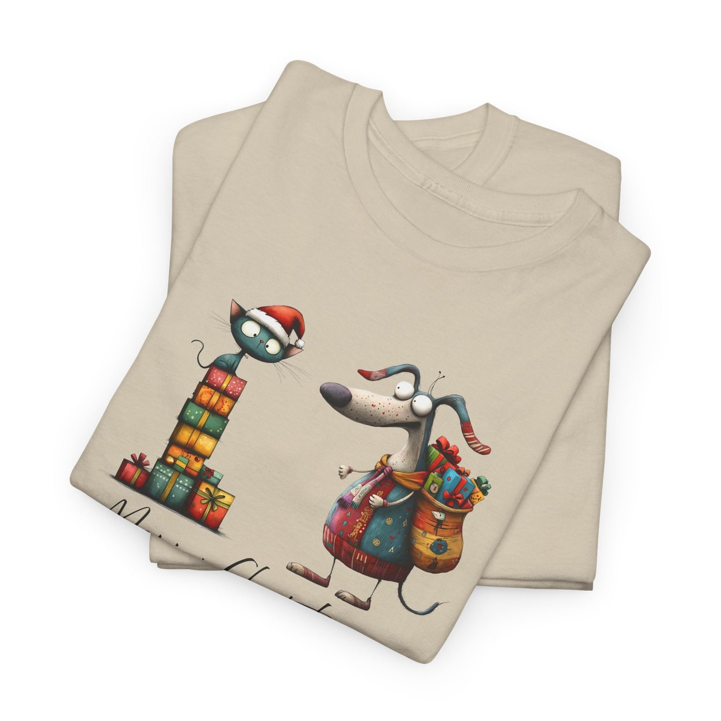 Merry Christmas Cat Dog T-Shirt - Festive Tee