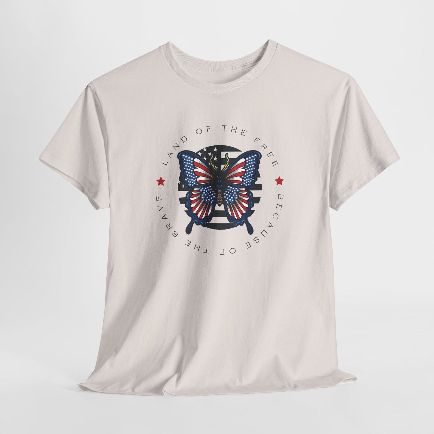 Land Of The Free Patriotic Butterfly T-Shirt