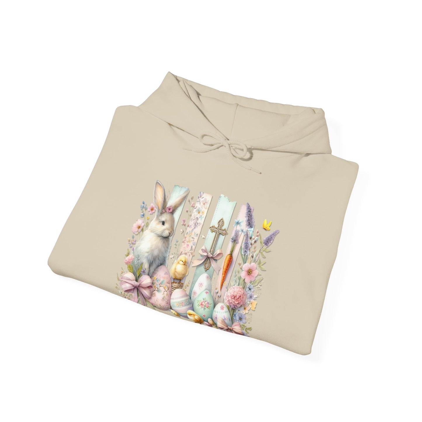 Easter Bunny Floral Collage Hoodie - Festive Spring Graphic Sweatshirt
