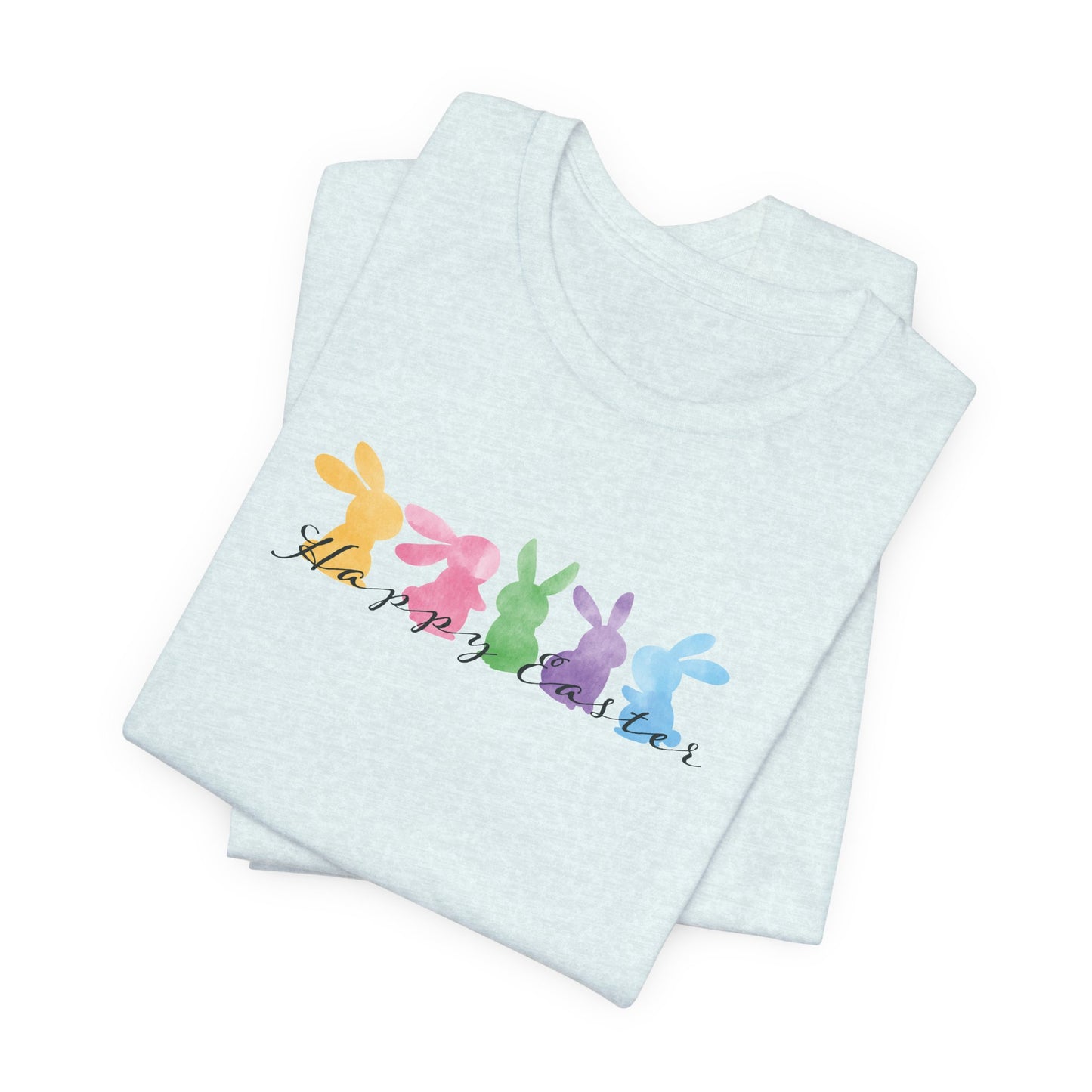 Happy Easter Pastel Bunnies T-Shirt - Cute Spring Graphic Tee