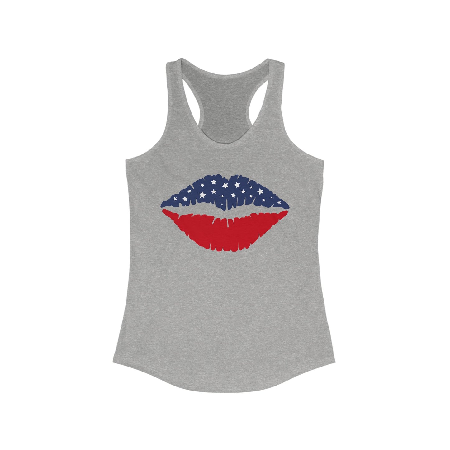 Patriotic Lips Tank Top - Red White Blue Graphic