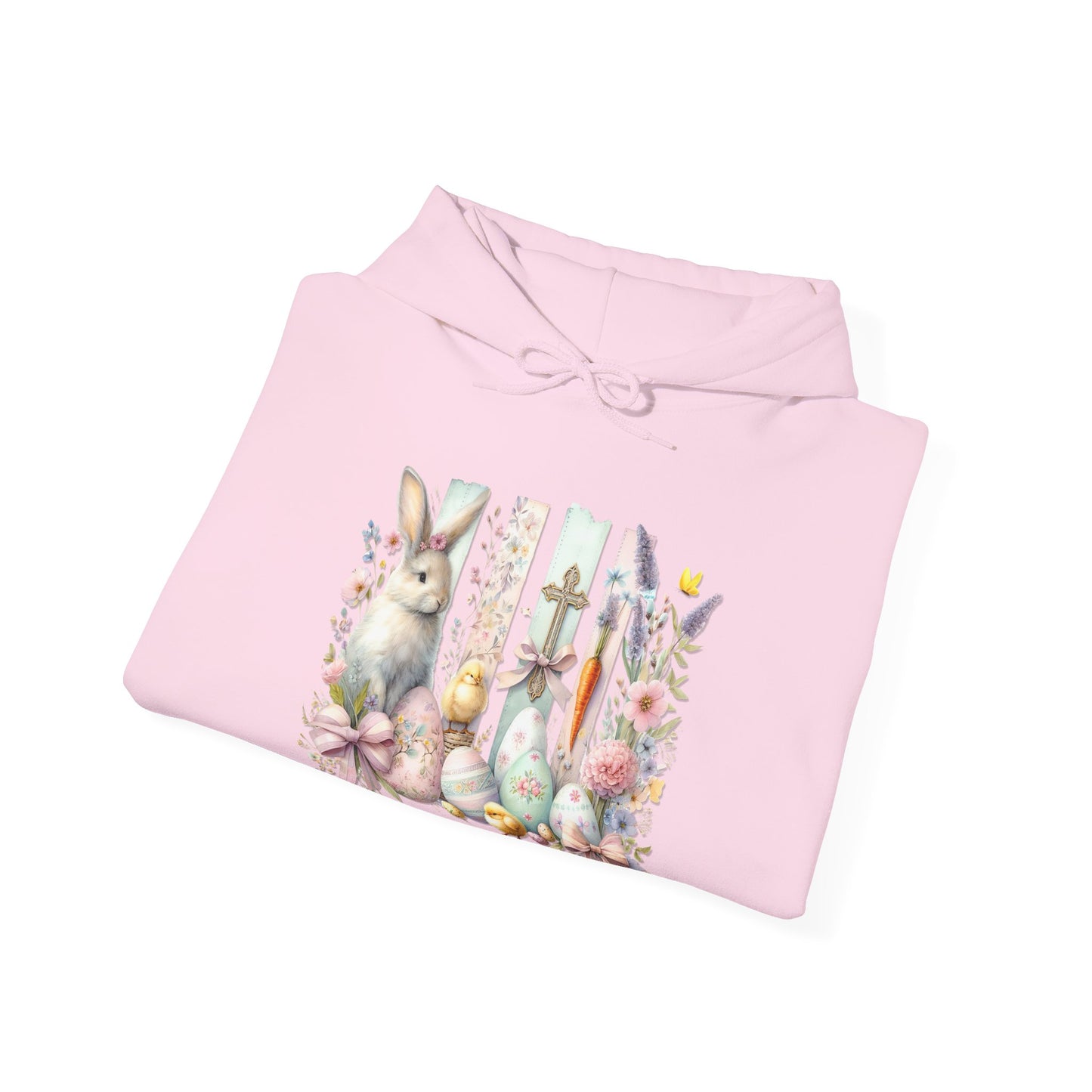 Easter Bunny Floral Collage Hoodie - Festive Spring Graphic Sweatshirt
