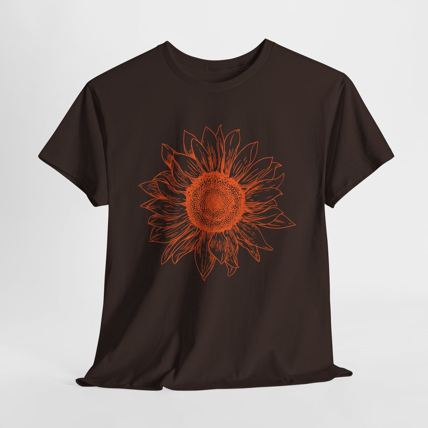 Sunflower Line Art T-Shirt - Minimal Design