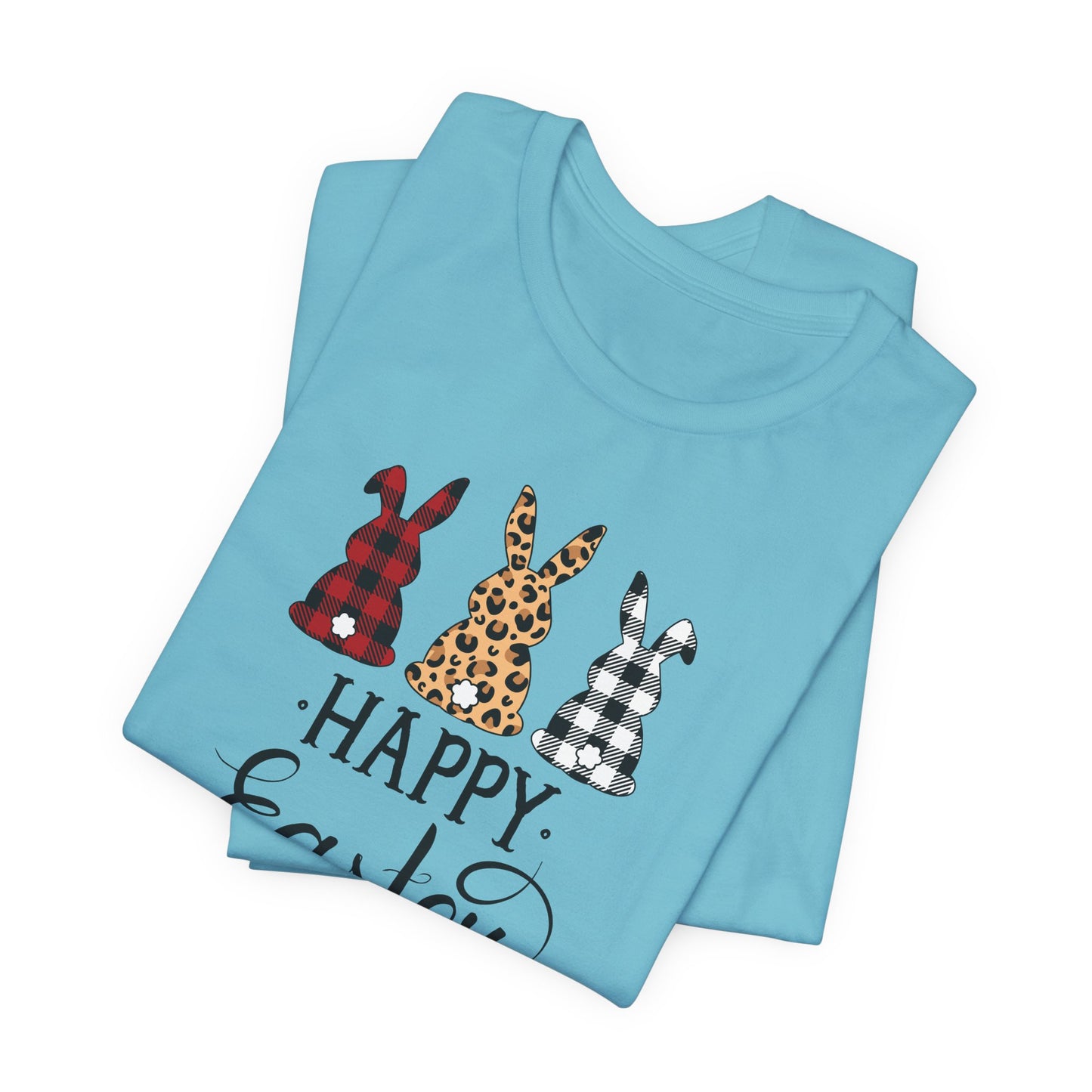 Happy Easter Textile Bunnies T-Shirt - Spring Graphic Tee