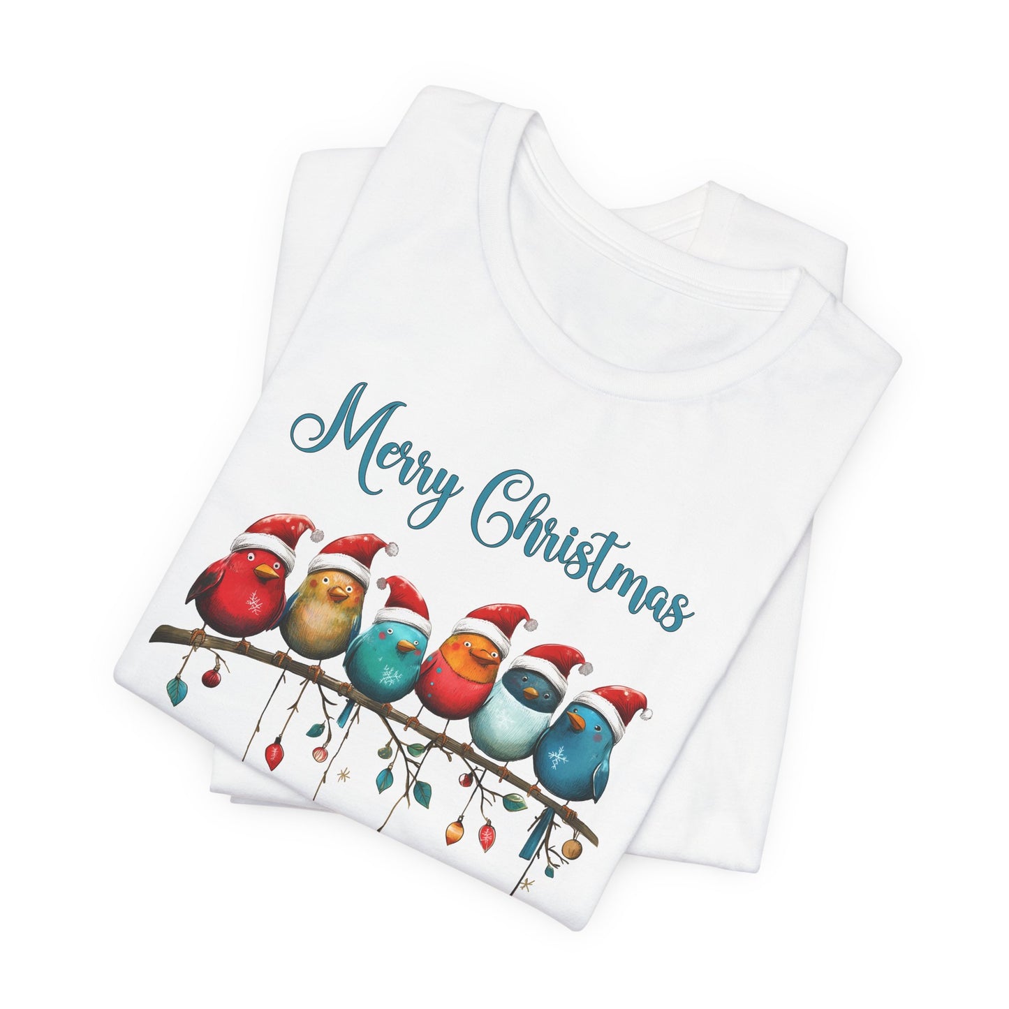 Merry Christmas Birds T-Shirt - Festive Holiday Tee
